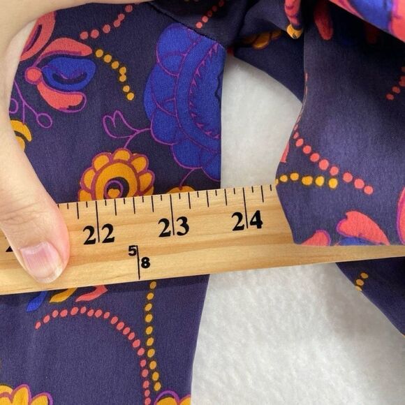 Tucker Women's Half Sleeve Silk Button Up Shirt Dress Purple Paisley Floral - Picture 8 of 10